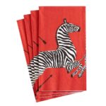 Zebras Paper Guest Towel Napkins in Red - 15 Per Package