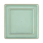 20 Pack Green and Gold Square Plastic Dinnerware Set (10 Guests) - Square Edge