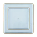 20 Pack Blue and Gold Square Plastic Dinnerware Set (10 Guests) - Square Edge