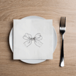 Mesh Bow Black Cocktail Napkin