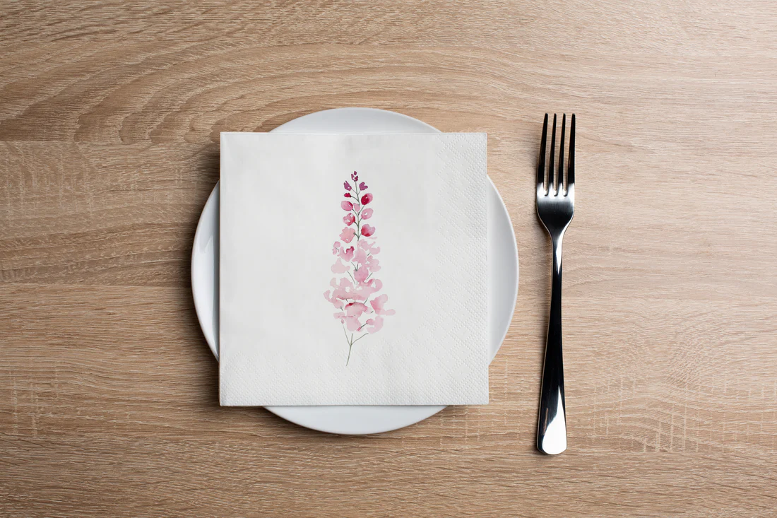 Pink Tall Flower Cocktail Napkin