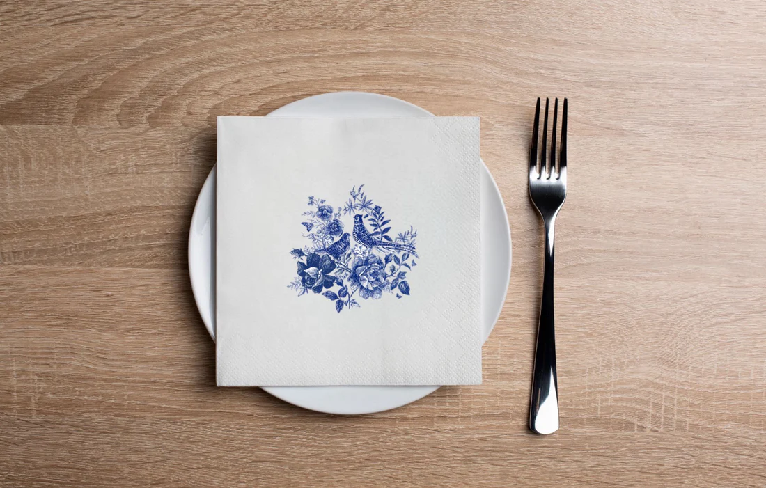 Porcelain Pheasantry Cocktail Napkin