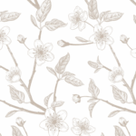 Taupe Cherry Blossom - Printed Guest Towel