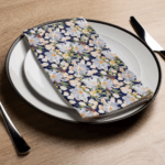Painted Flowers Navy - Printed Guest Towel