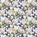 Painted Flowers Navy - Charger - (SQUARE)