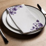 Purple Watercolor Floral Corner - Printed Guest Towel